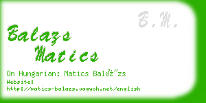 balazs matics business card